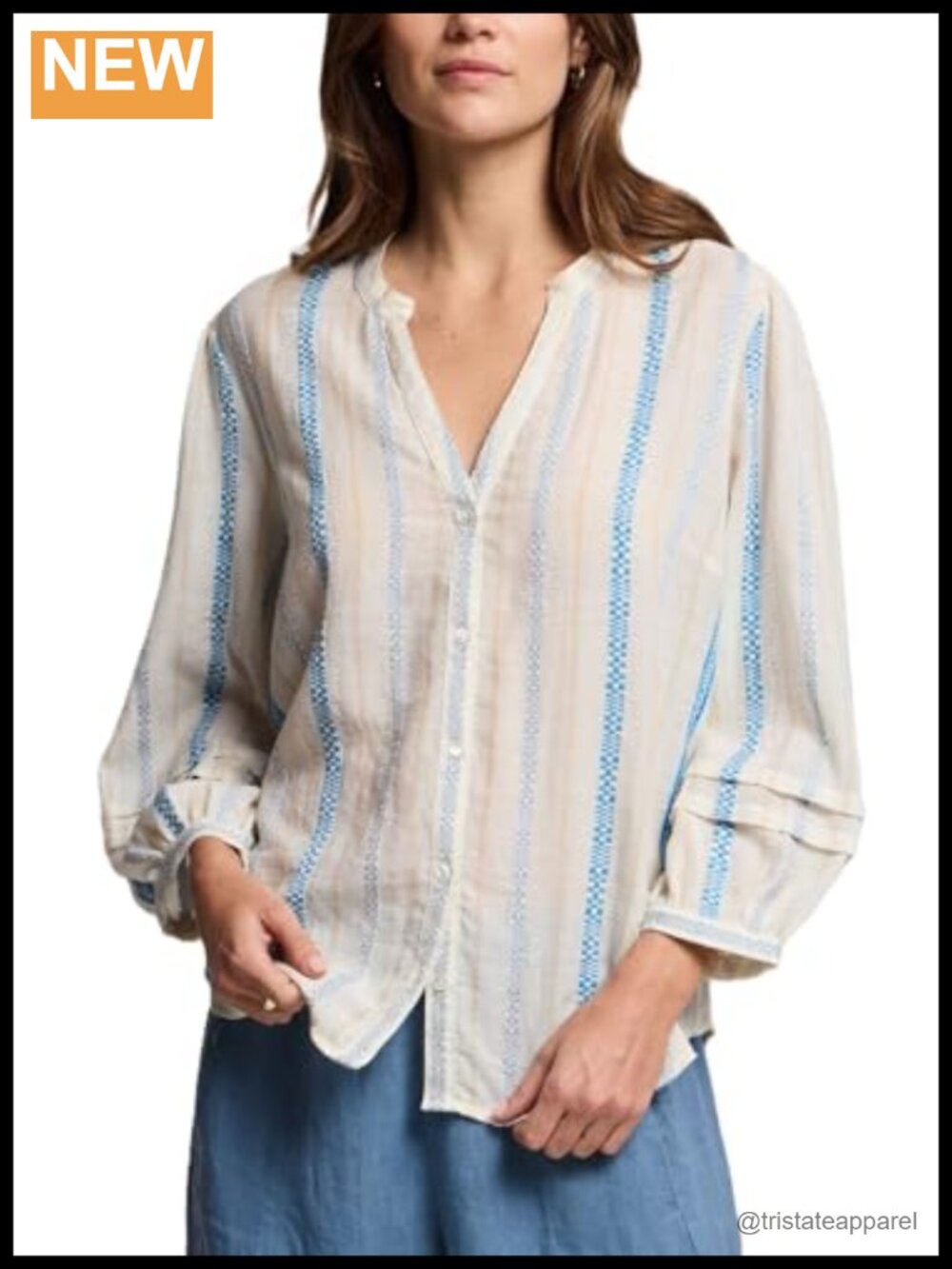 Velvet by Graham & Spencer Women's Judith Geometric Jacquard Blouse Cotton